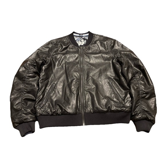 BLANKNYC Jackets & Blazers - BLANKNYC Women's Faux Leather Moto Reversible Floral Jacquard Jacket Size Medium